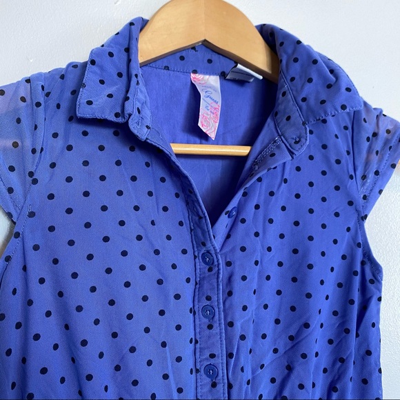 GIRLS GUESS BLUE/PURPLE BLACK POLKA DOT DRESS 👗 - Picture 3 of 4
